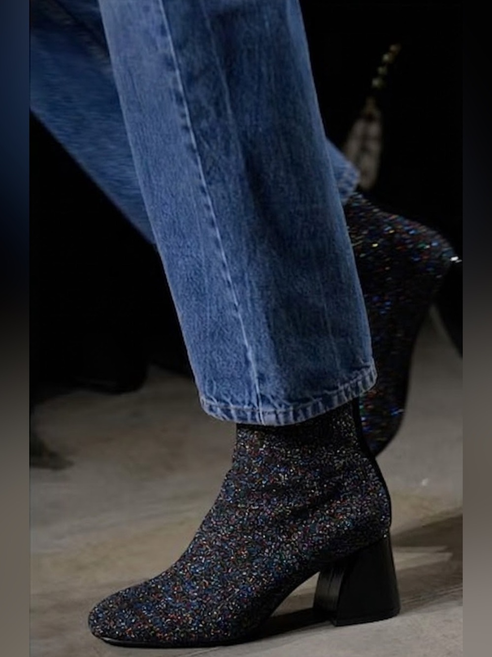 ZARA Glitter Fitted Fabric Heeled Ankle Boots